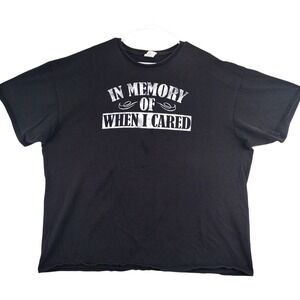 Delta Pro Weight Black Graphic T Shirt In Memory Of When I Cared Mens 3XL